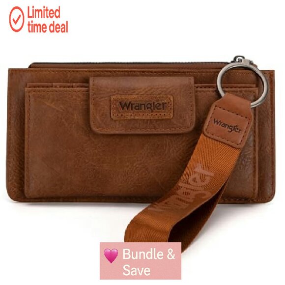 Faux Leather Wristlet Wallet with RFID Protection & Coin Purse - Picture 2 of 7